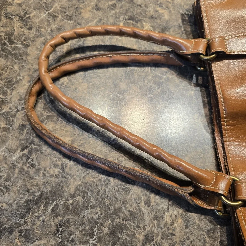 Patricia‎ Nash Zancona Brown Leather Studs Shoulder Tote Purse Satchel Handbag